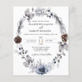バジェットウィンターパインコーンフローラ結婚式招待状 (正面)