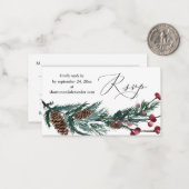 バジェットウィンターパインコーン&ベリー2SM食事RSVPメモ ノートカード (正面/裏面インサイチュ)