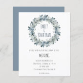 バジェットウィンターフローラティール（緑がかった色）リースウェディング招待 (正面/裏面)