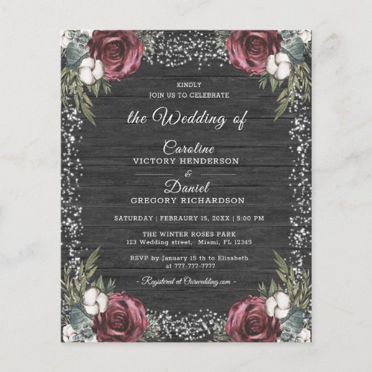 バジェットウィンターフローラバーガン結婚ディーズフライヤー (正面)