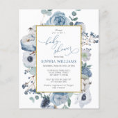 バジェットウィンターブルーバラベビーシャワー招待状 (正面)