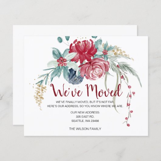 バジェットウィンターベリー素朴ムービングホリデーカード (正面/裏面)