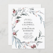 バジェットウィンターベリーQRコード結婚式招待状 (正面/裏面)