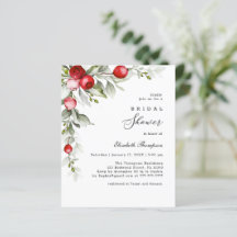 バジェットウィンターホリーベリーブライダルシャワーフライヤー