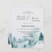 バジェットウィンターマウンテンフォレスト結婚式招待状 (正面/裏面)
