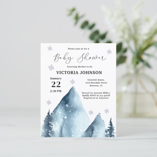 バジェットウィンターマウンテンベビーシャワー招待状 (スタンド正面)