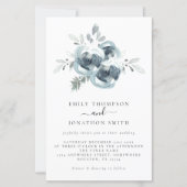 バジェットウィンター花模様クリスマス結婚式招待状 (正面)