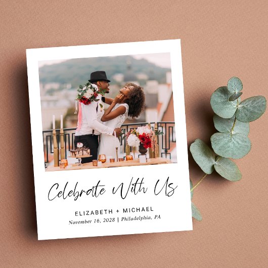 バジェットウェディングレセプションフォトQRコード招待状