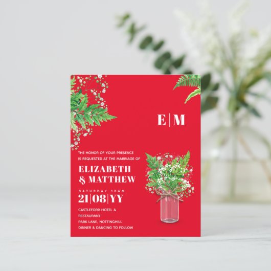 バジェットウェディング招待ファーングリーン葉リー (スタンド正面)