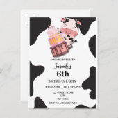 バジェットウエスタンカウズテーマ誕生日パーティー インビテーションポストカード (正面/裏面)