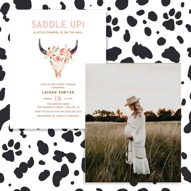 バジェットウエスタンフォトガールベビーシャワー招待状 (クリエイターアップロード済み)