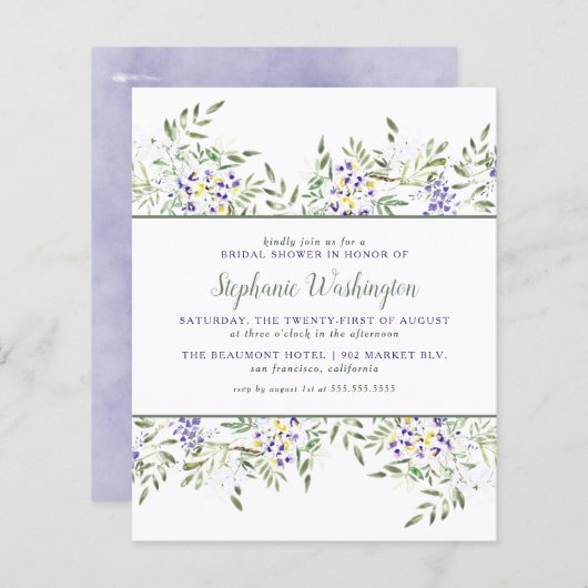 バジェットウォーターカラーウィステリアブライダルシャワー (正面/裏面)