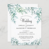 バジェットウォーターカラーウィンターパイン結婚式招待状 (正面/裏面)