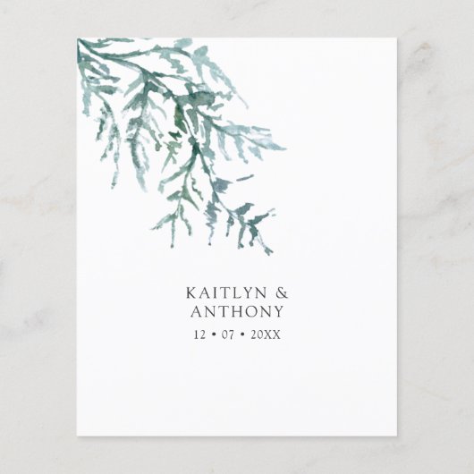 バジェットウォーターカラーウィンターパイン結婚式招待状 (裏面)