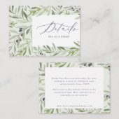 バジェットウォーターカラーオリーブエレガントな結婚式詳細 ノートカード (正面/裏面)