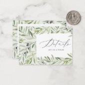 バジェットウォーターカラーオリーブエレガントな結婚式詳細 ノートカード (正面/裏面インサイチュ)