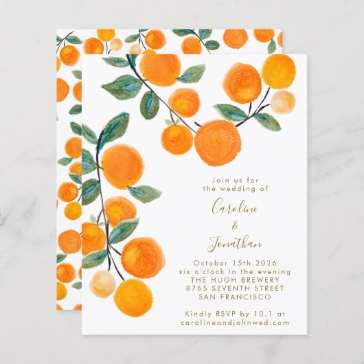 バジェットウォーターカラーオレンジシトラスフルーツ結婚ズ (正面/裏面)