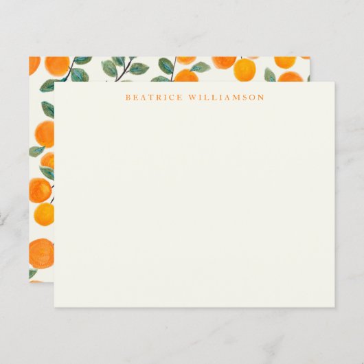 バジェットウォーターカラーオレンジパーソナライズされた文房具 (正面/裏面)