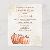 バジェットウォーターカラーカボンプキンス秋の結婚式招待 (正面)