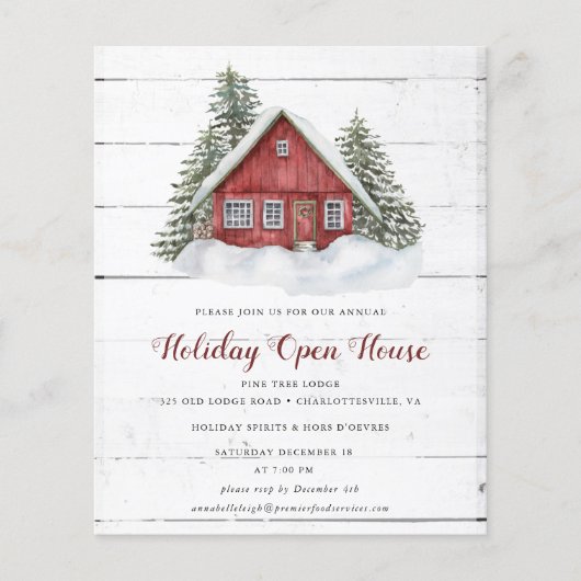 バジェットウォーターカラーキャビンホリデーオープンハウス招待状 チラシ (正面)