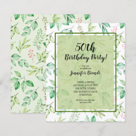 バジェットウォーターカラーグリーナリー誕生日招待状