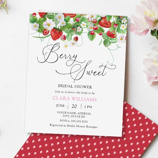 バジェットウォーターカラーストロベリーブライダルシャワー