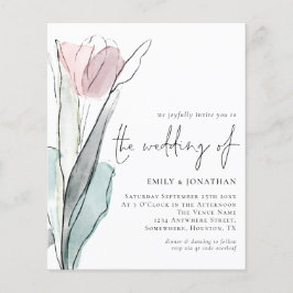 バジェットウォーターカラーチューリップ結婚式招待状