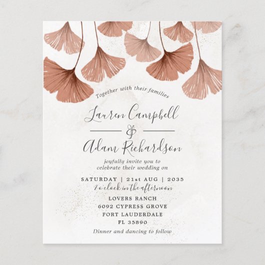 バジェットウォーターカラーテラコッタ結婚式招待状 (正面)