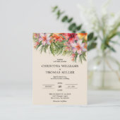 バジェットウォーターカラートロピカル結婚式招待状 ポストカード (スタンド正面)