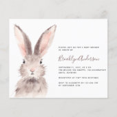 バジェットウォーターカラーバニーベビーシャワー招待状 (正面)