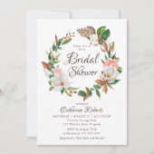 バジェットウォーターカラーピンクグリーンフローラブライダルシャワー 招待状 (正面)