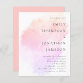 バジェットウォーターカラーピンクコーラル結婚式招待状 (正面/裏面)