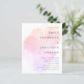 バジェットウォーターカラーピンクコーラル結婚式招待状 (スタンド正面)