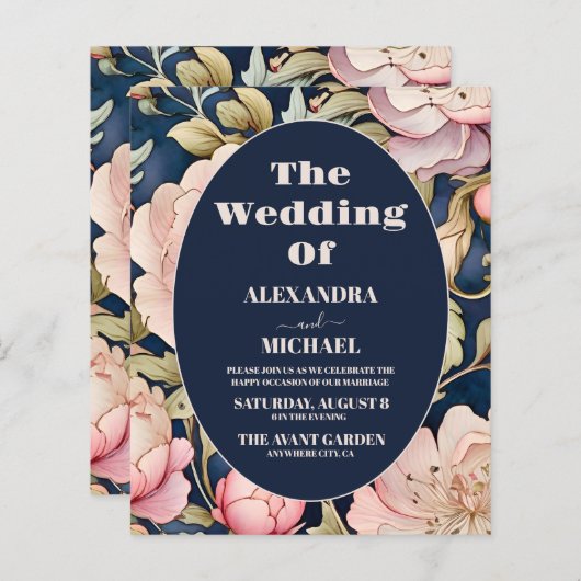 バジェットウォーターカラーピンクピーニーアールヌーボー結婚ズ