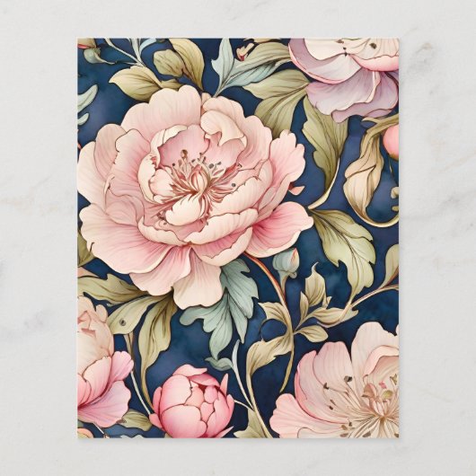 バジェットウォーターカラーピンクピーニーアールヌーボー結婚ズ (裏面)