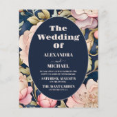 バジェットウォーターカラーピンクピーニーアールヌーボー結婚ズ (正面)