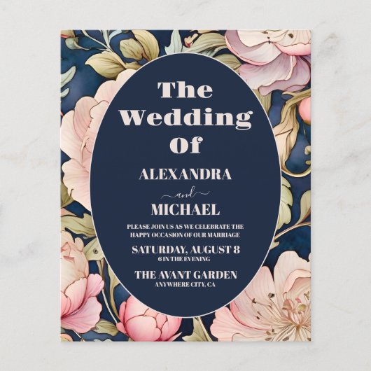 バジェットウォーターカラーピンクピーニーアールヌーボー結婚ズ (正面)