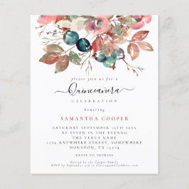 バジェットウォーターカラーピンクフローラキンセニェラ招待状