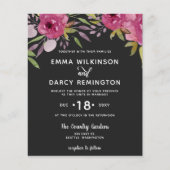 バジェットウォーターカラーピンクフローラ結婚式招待状 (正面)