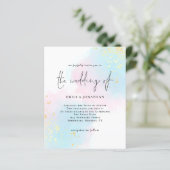 バジェットウォーターカラーピンクブルー結婚式招待状 (スタンド正面)