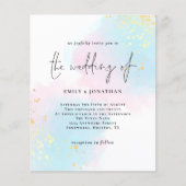 バジェットウォーターカラーピンクブルー結婚式招待状 (正面)