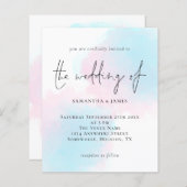 バジェットウォーターカラーピンクブルー結婚式招待状 (正面/裏面)