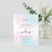 バジェットウォーターカラーブルーピンク結婚式招待状 (スタンド正面)