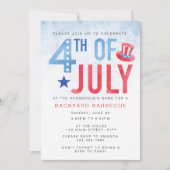 バジェットウォーターカラーブルー7月4日パーティー 招待状 (正面)