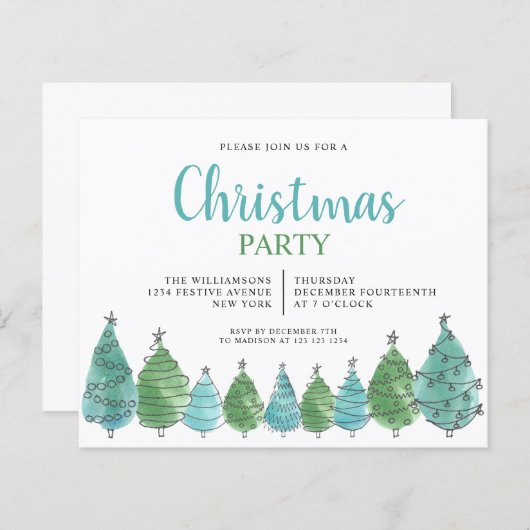 バジェットウォーターカラーホリデークリスマスツリーズパーティー (正面/裏面)