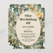 バジェットウォーターカラーホワイトリリーアールヌーボー結婚ズ (正面/裏面)