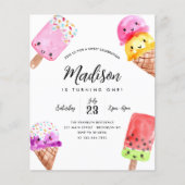 バジェットウォーターカラーポプシクルコーンアイスクリーム誕生日 (正面)