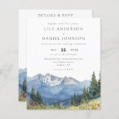 バジェットウォーターカラーマウンテン結婚式招待状 (正面/裏面)