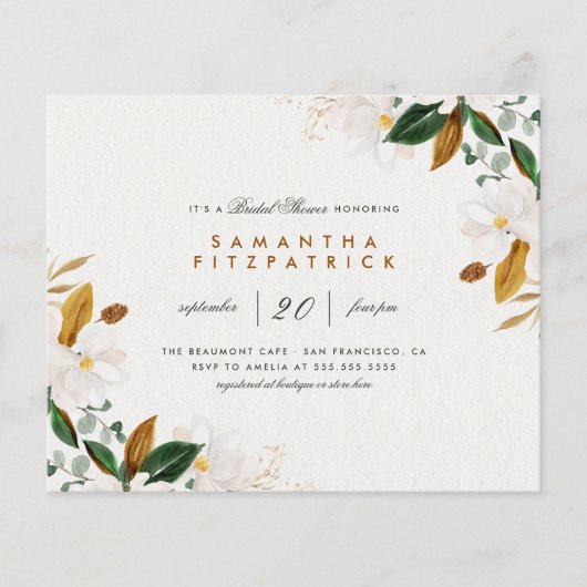 バジェットウォーターカラーマグノリアフローラブライダルシャワー (正面)