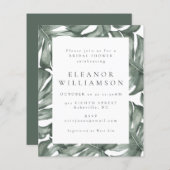 バジェットウォーターカラーモンステラブライダルシャワー招待状 (正面/裏面)